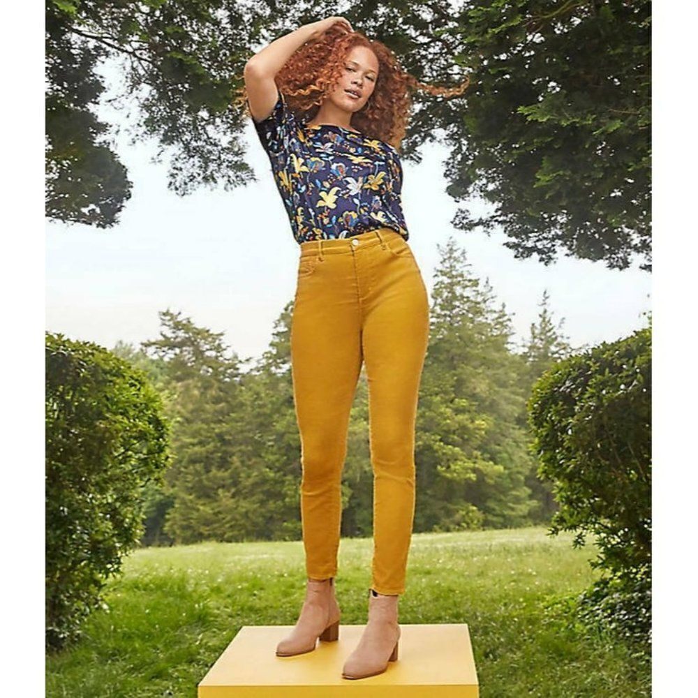 Loft High Waist Skinny Corduroy Pants Mustard Women's Sz 2P